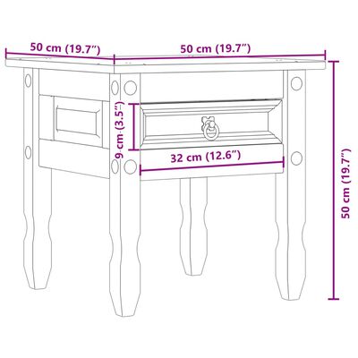 vidaXL Tavolino Corona 50x50x50 cm in Legno Massello di Pino