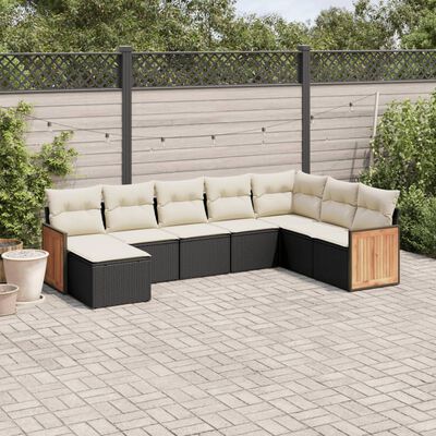 vidaXL Set Divani da Giardino con Cuscini 8 pz Nero in Polyrattan