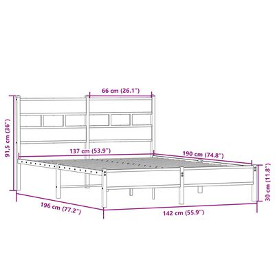 vidaXL Giroletto senza Materasso Rovere Sonoma 137x190cm in Truciolato