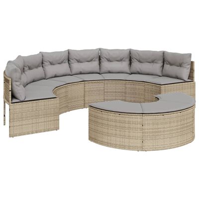 vidaXL Set Divani da Giardino Semicircolare 2 pz in Polyrattan Beige