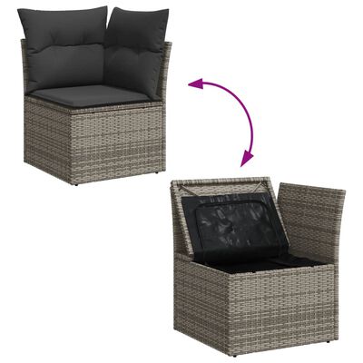 vidaXL Set Divano da Giardino 9 pz con Cuscini Grigio in Polyrattan