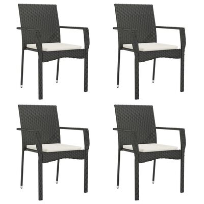 vidaXL Set da Pranzo da Giardino 5 pz Nero con Cuscini in Polyrattan