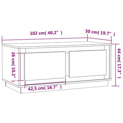 vidaXL Tavolino da Salotto Bianco Lucido 102x50x44cm Legno Multistrato