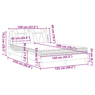 vidaXL Letto con Materasso Cappuccino 120x200cm Similpelle