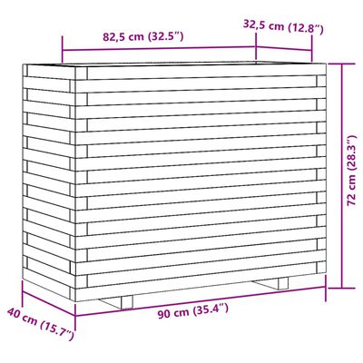 vidaXL Fioriera da Giardino 90x40x72 cm in Legno di Pino Impregnato