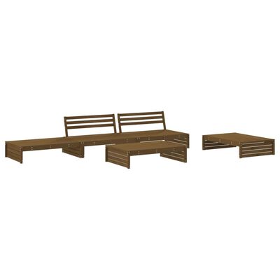 vidaXL Set Divani da Giardino 5 pz con Cuscini in Legno Massello ambra