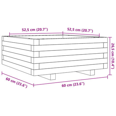 vidaXL Fioriera da Giardino Bianca 60x60x26,5cm Legno Massello di Pino