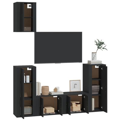 vidaXL Set di Mobili Porta TV 5 pz Nero in Legno Multistrato