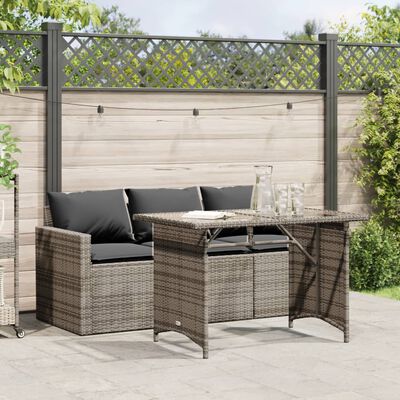 vidaXL Set da Pranzo da Giardino 2 pz con Cuscini in Polyrattan Grigio