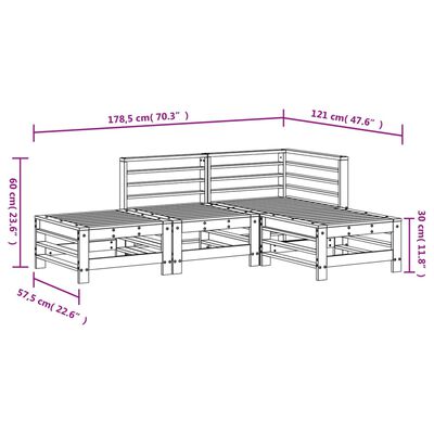 vidaXL Set Salotto da Giardino 4 pz ambra in Legno Massello di Pino