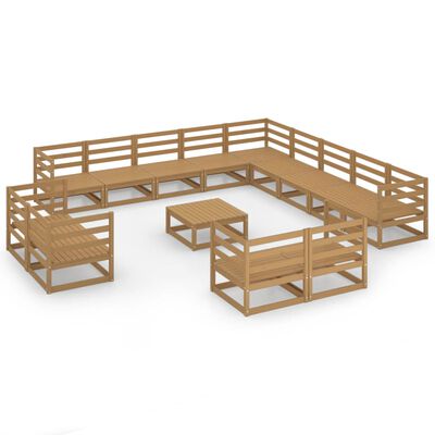 vidaXL Set Divani da Giardino 14 pz in Legno Massello di Pino