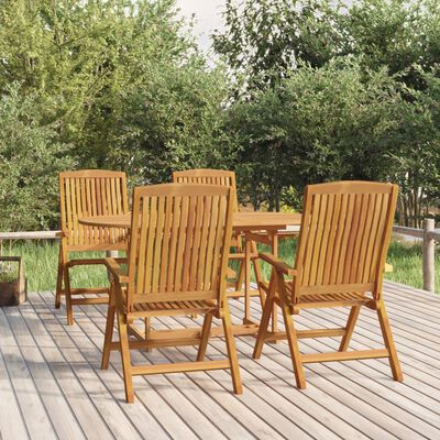 vidaXL Sedie da Giardino Reclinabili 4 pz in Legno Massello di Teak