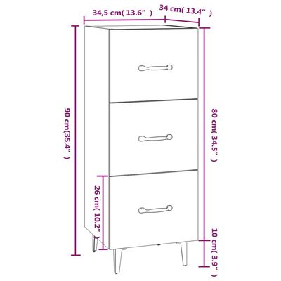 vidaXL Credenza Rovere Sonoma 34,5x34x90 cm in Legno Multistrato