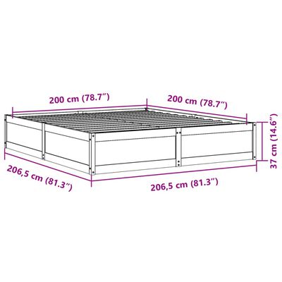 vidaXL Letto senza Materasso 200x200 cm in Legno Massello di Pino