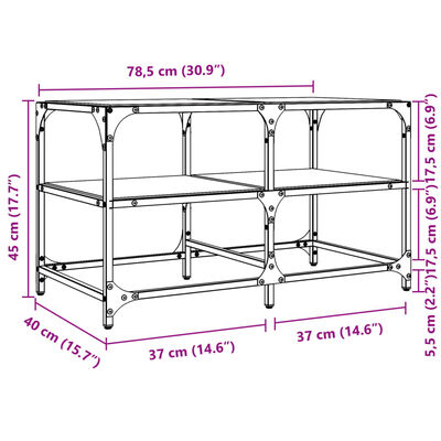 vidaXL Tavolini con Piano Vetro Trasparente 2 pz 78,5x40x45 cm Acciaio