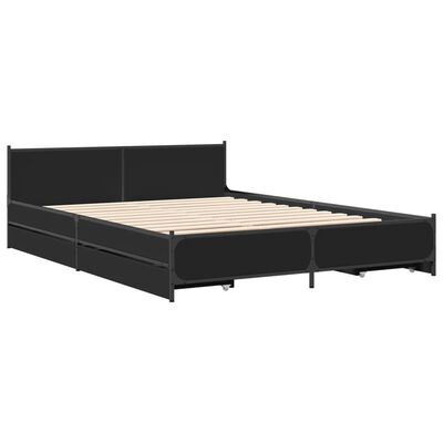 vidaXL Giroletto con Cassetti Nero 135x190 cm in Legno Multistrato