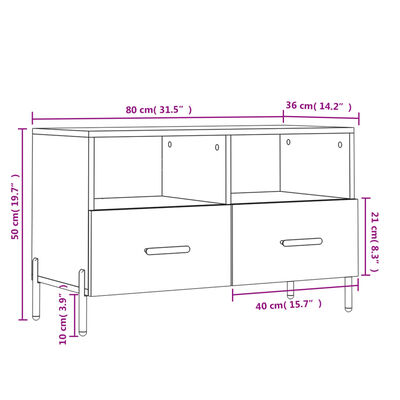 vidaXL Mobile per TV Grigio Cemento 80x36x50 cm Legno Multistrato