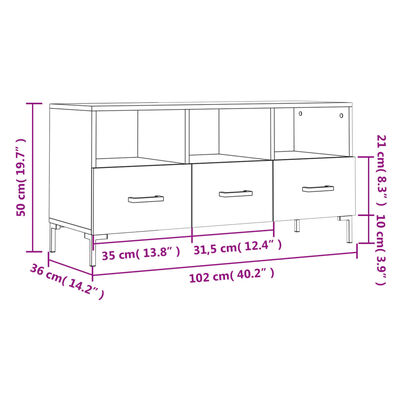 vidaXL Mobile Porta TV Rovere Fumo 102x36x50 cm in Legno Multistrato