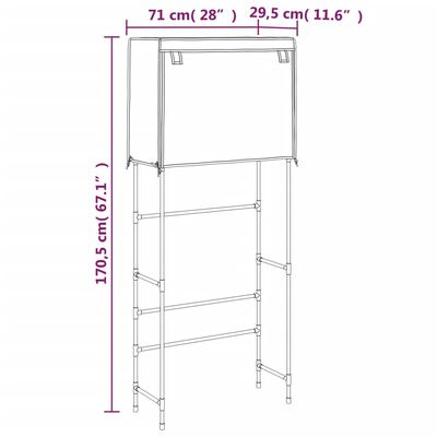 vidaXL Rastrelliera Lavatrice 2 Livelli Crema 71x29,5x170,5 cm Ferro