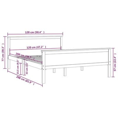 vidaXL Giroletto in Legno Massello di Pino 120x200 cm