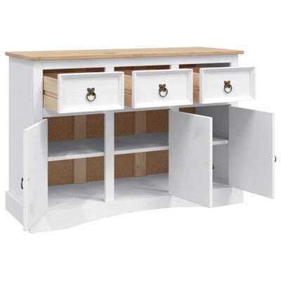 vidaXL Credenza in Legno di Pino Messicano Corona Bianco 132x43x78 cm