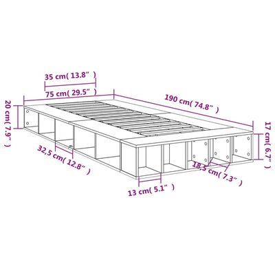 vidaXL Giroletto Rovere Fumo 75x190 cm in Legno Multistrato