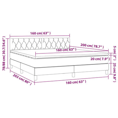 vidaXL Giroletto a Molle con Materasso Crema 160x200 cm in Tessuto