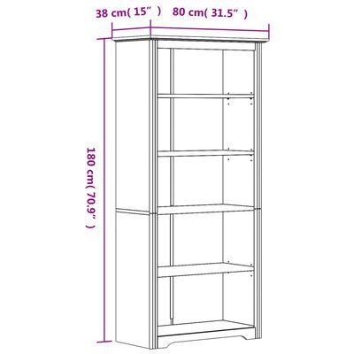 vidaXL Libreria BODO 5 Ripiani 82x40x173cm Legno Massello Pino Marrone