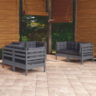 vidaXL Set Salotto da Giardino 6 pz con Cuscini Legno Massello di Pino