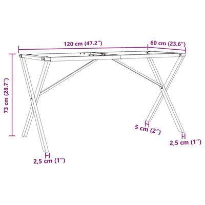 vidaXL Telaio Gambe a X per Tavolo da Pranzo 120x60x73 cm in Ghisa