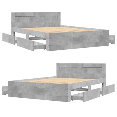 vidaXL Giroletto Testiera Grigio Cemento 140x190 cm Legno Multistrato