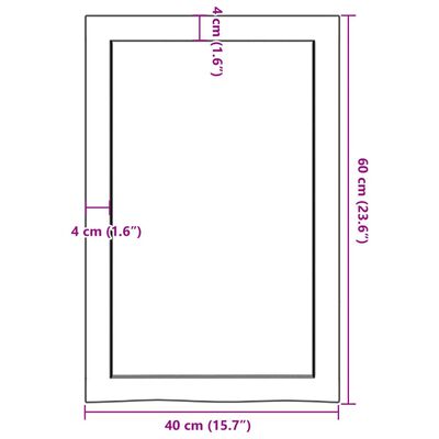 vidaXL Piano Bagno 40x60x(2-6) cm in Legno Massello Non Trattato