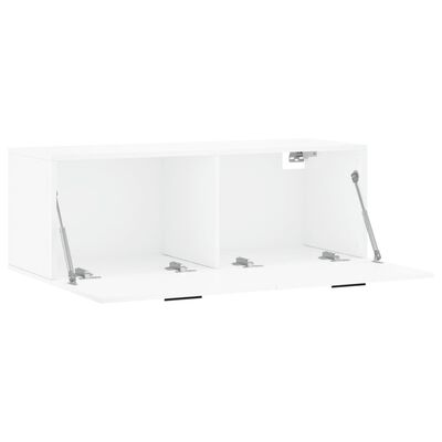 vidaXL Mobile a Parete Bianco Lucido 100x36,5x35 cm Legno Multistrato