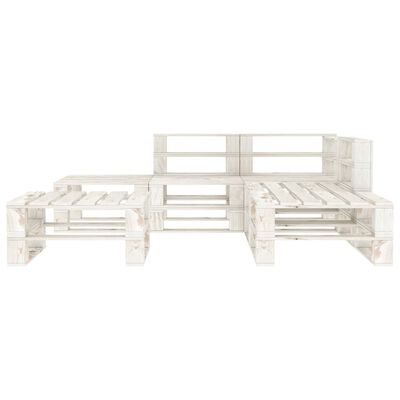 vidaXL Set Salotto da Giardino 6 pz Pallet in Legno Bianco