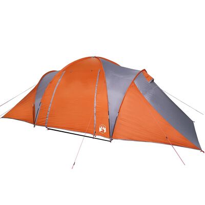 vidaXL Tenda da Campeggio a Cupola 6 Persone Grigio e Arancione