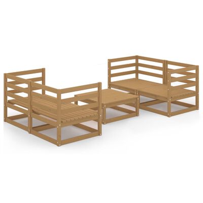 vidaXL Set Salotto da Giardino 5pz Marrone Ambra Legno Massello Pino