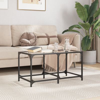 vidaXL Tavolini con Piano Vetro Trasparente 2 pz 78,5x40x40 cm Acciaio