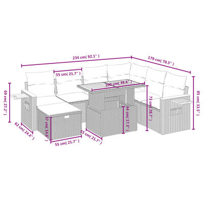 vidaXL Set Divani da Giardino con Cuscini 8 pz Nero in Polyrattan