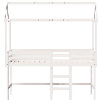 vidaXL Letto Soppalco con Scala e Tetto Bianco 80x200 cm Massello Pino