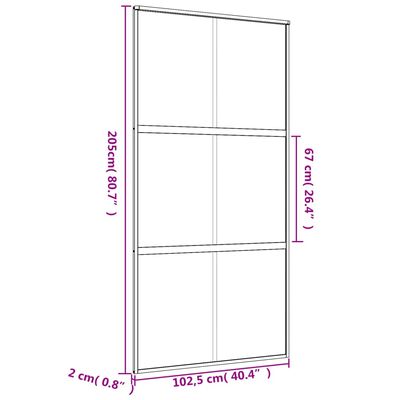 vidaXL Porta Scorrevole Oro 102,5x205 Vetro Smerigliato ESG Alluminio