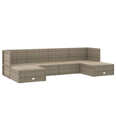 vidaXL Set Divani da Giardino 6 pz con Cuscini in Polyrattan Grigio