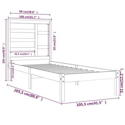 vidaXL Giroletto Bianco in Legno Massello 100x200 cm