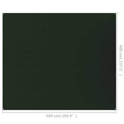 vidaXL Tappeto da Tenda 400x500 cm Verde Scuro in HDPE