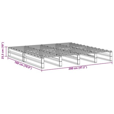 vidaXL Letto senza Materasso Bianco 180x200 cm Legno Massello di Pino