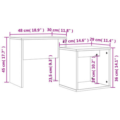 vidaXL Tavolini Impilabili 2 pz Rovere Marrone in Legno Multistrato