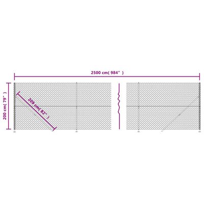 vidaXL Recinzione a Rete con Flangia Antracite 2x25 m