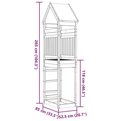 vidaXL Torre da Gioco 85x52,5x265 cm in Legno di Pino Impregnato