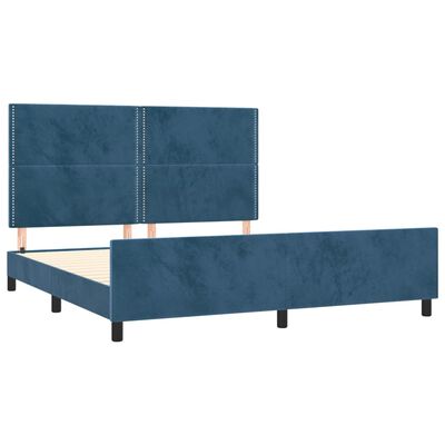 vidaXL Giroletto senza Materasso Blu Scuro 160x200 cm in Velluto