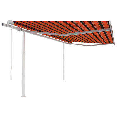 vidaXL Tenda da Sole Retrattile Automatica Pali 4,5x3m Arancio Marrone