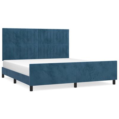 vidaXL Giroletto senza Materasso Blu Scuro 160x200 cm in Velluto